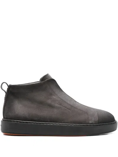 Santoni "mid Victory" Ankle Boots With Round Toe In Gray