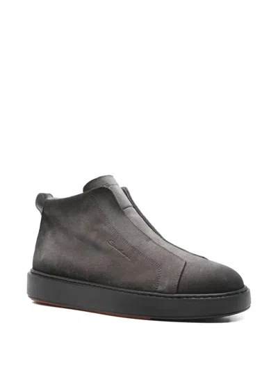 Santoni "mid Victory" Ankle Boots With Round Toe In Gray