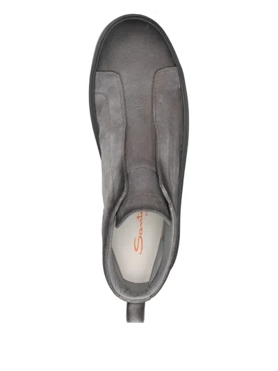 Santoni "mid Victory" Ankle Boots With Round Toe In Gray