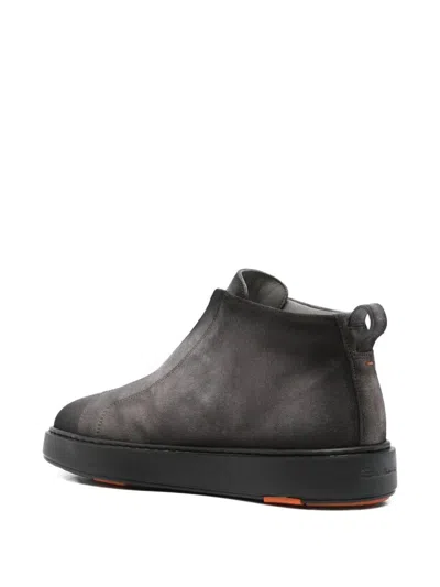 Santoni "mid Victory" Ankle Boots With Round Toe In Gray