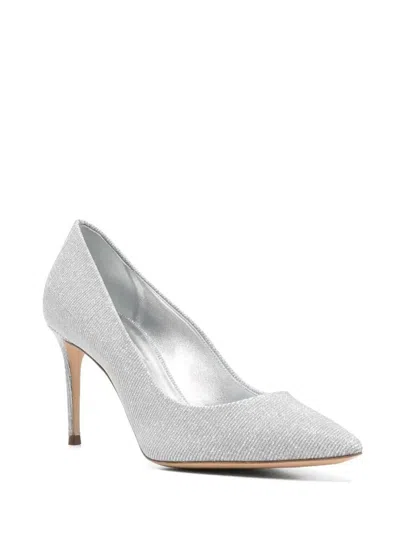 Casadei Woman Pumps Silver Size 11 Textile Fibers