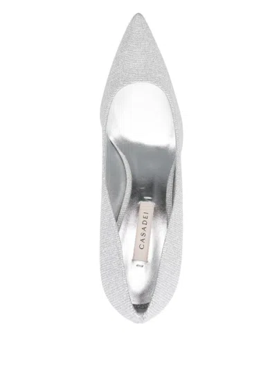 Casadei Woman Pumps Silver Size 11 Textile Fibers