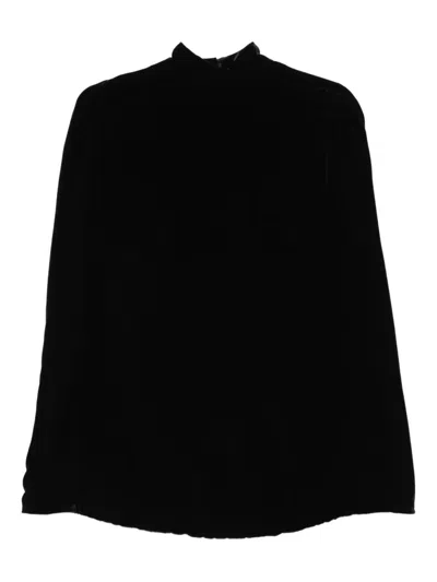 Raquel Diniz Velvet Short Cape High Neck In Black