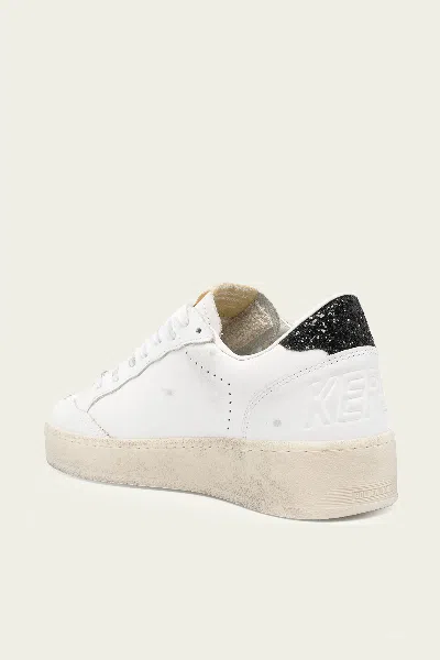 Golden Goose Ball Star 2 Sneakers With Gold Glitter Star And Black Glitter Heel Tab In White