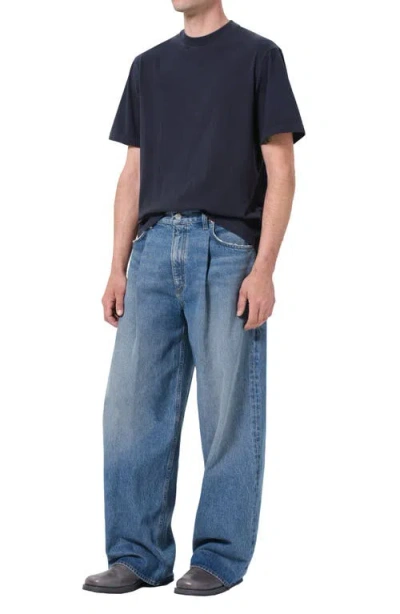 Agolde Asha Oversize Mock Neck T-shirt In Blue