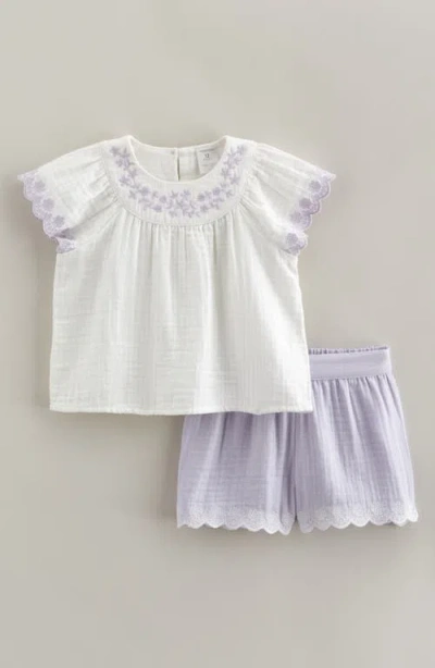 Nordstrom Flutter Sleeve Cotton Gauze Top & Shorts Set In Multi