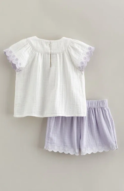 Nordstrom Flutter Sleeve Cotton Gauze Top & Shorts Set In Multi