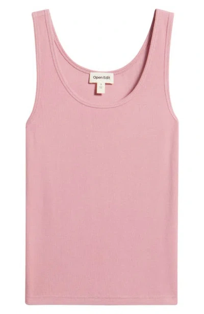 Open Edit Rib Tank In Pink