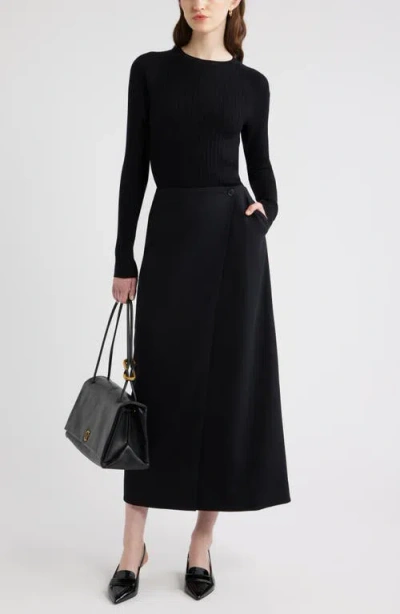 Nordstrom Wrap Midi Skirt In Black