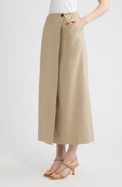 Nordstrom Wrap Midi Skirt In Neutral