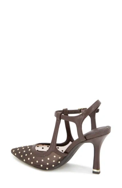 Kenneth Cole Romi Mesh Micro Stud Ankle Slingback Heel In Brown