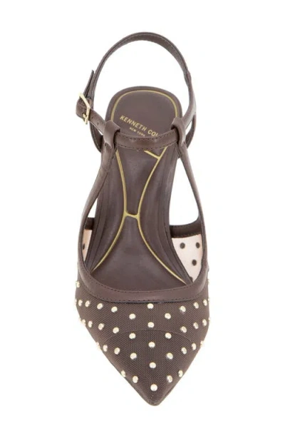 Kenneth Cole Romi Mesh Micro Stud Ankle Slingback Heel In Brown