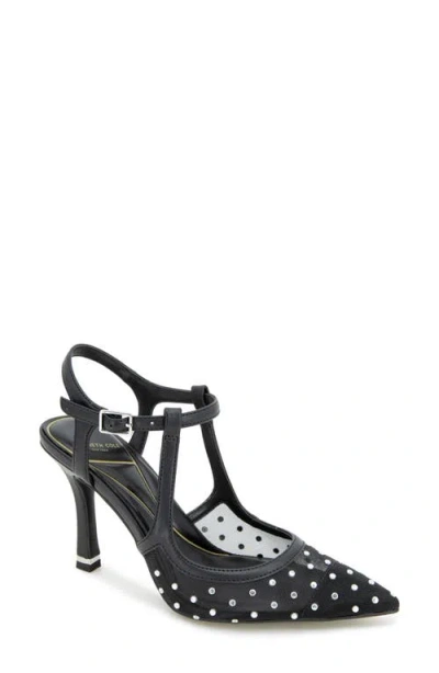 Kenneth Cole Romi Mesh Micro Stud Ankle Slingback Heel In Black