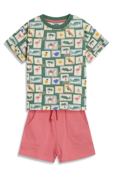 Jojo Maman Bébé Jojo Maman Bebe Tropical Postcard Print T-shirt & Shorts Set In Multi