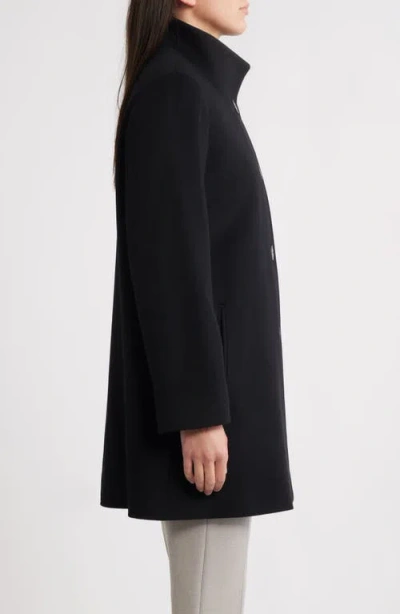 Fleurette Grace Stand Collar Wool Coat In Black