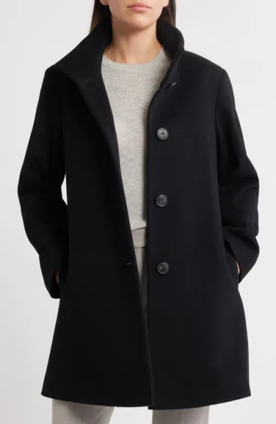 Fleurette Grace Stand Collar Wool Coat In Black