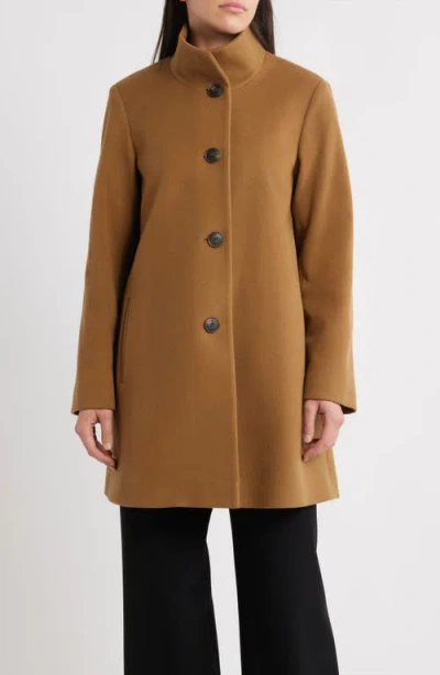 Fleurette Grace Stand Collar Wool Coat In Brown