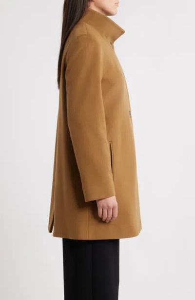 Fleurette Grace Stand Collar Wool Coat In Brown