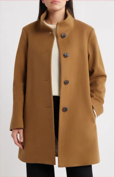 Fleurette Grace Stand Collar Wool Coat In Brown