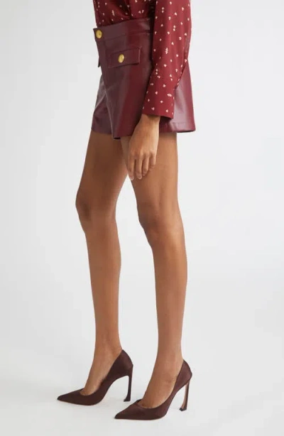 L'agence Dionne Vegan Leather Short In Black Cherry In Brown