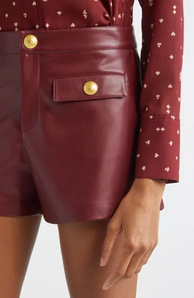 L'agence Dionne Vegan Leather Short In Black Cherry In Brown