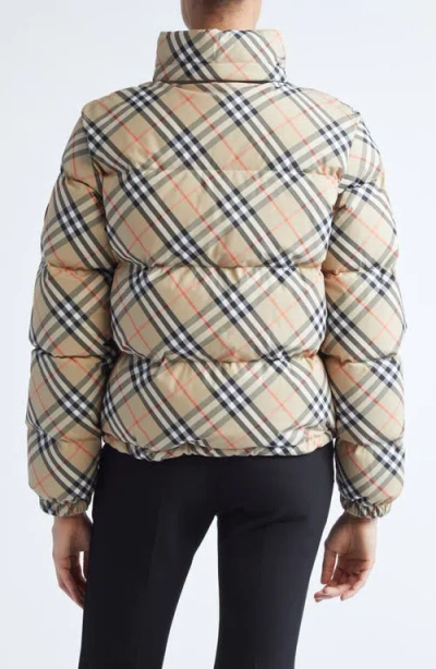 Burberry Womens Sand Ip Check Check-print Hooded Shell-down Jacket In Neutral