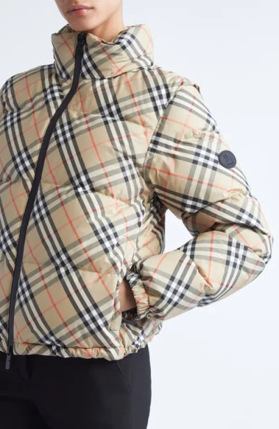 Burberry Womens Sand Ip Check Check-print Hooded Shell-down Jacket In Neutral