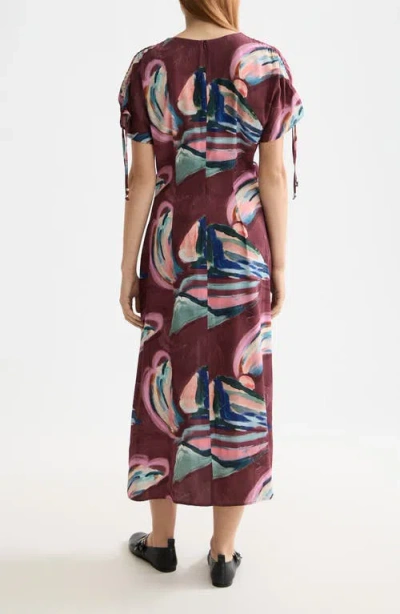 Scotch & Soda Short Sleeve Drawstring Maxi Dress In Multi