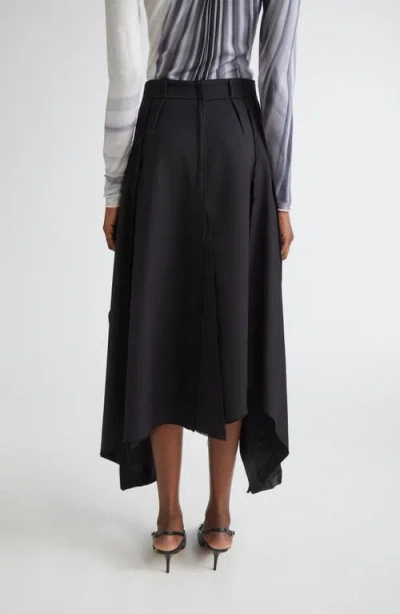 Jason Wu Collection Inverted Seam Suiting Wool Asymmetric Midi Skirt In Black