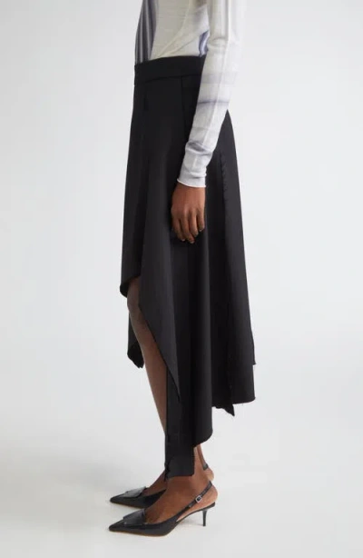 Jason Wu Collection Inverted Seam Suiting Wool Asymmetric Midi Skirt In Black