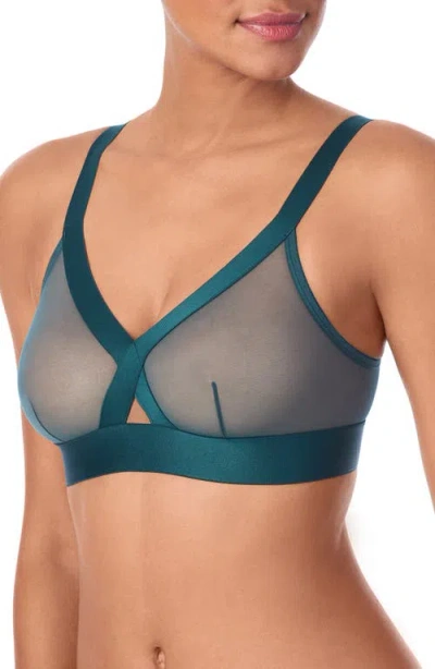 Dkny Women's Sheers Unlined Mesh Bralette Bra Dk4084 In Blue