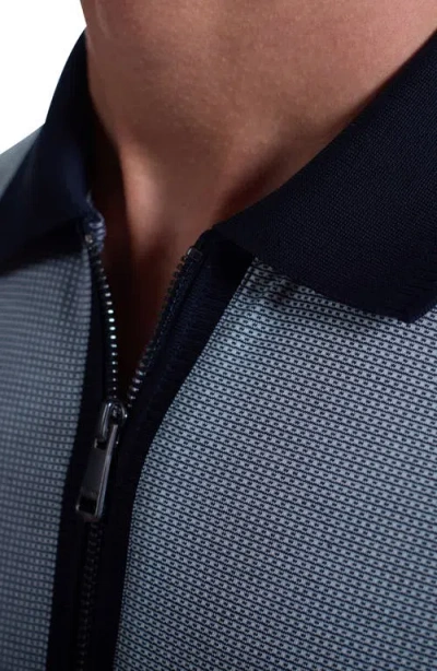 Bugatchi Quarter Zip Polo In Blue