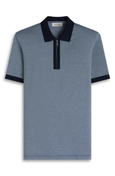 Bugatchi Quarter Zip Polo In Blue