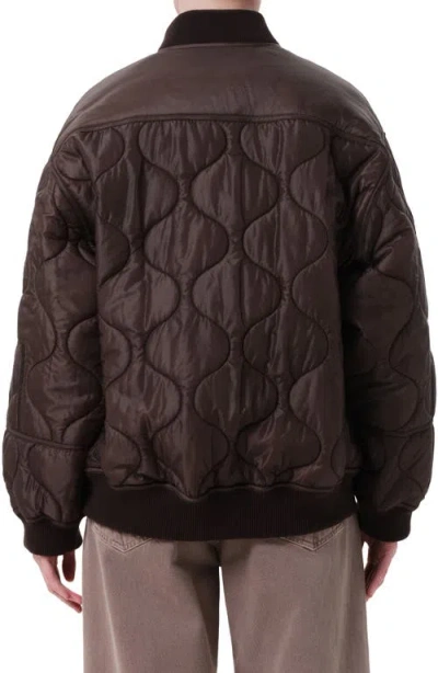 Agolde Isla Onion Quilted Bomber Jacket In Brown