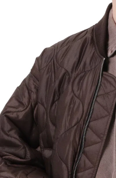 Agolde Isla Onion Quilted Bomber Jacket In Brown