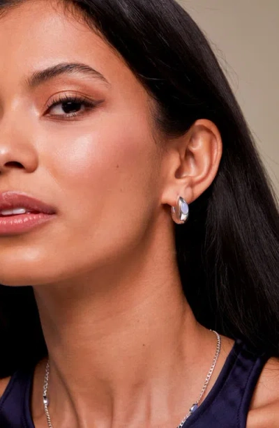 Estella Bartlett Chunky Blue Lace Agate Hoop Earrings In White