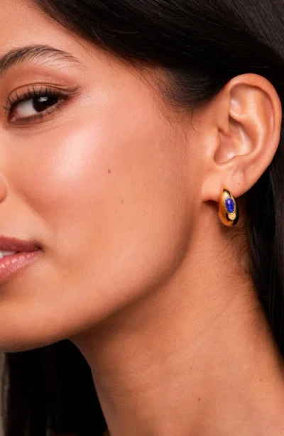 Estella Bartlett Chunky Lapis Hoop Earrings In Gold