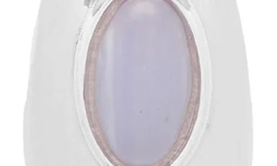 Estella Bartlett Chunky Blue Lace Agate Hoop Earrings In White