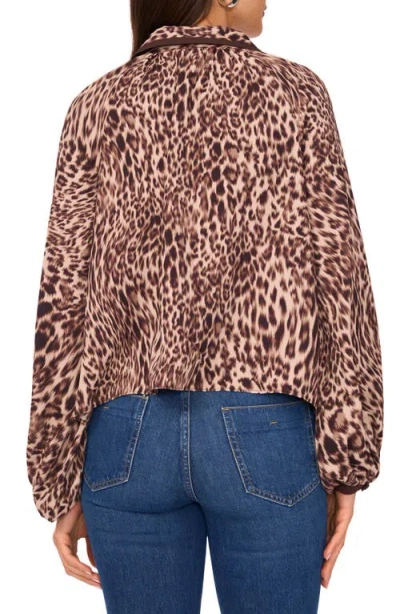 Vince Camuto Leopard Print Button-up Shirt In Brown