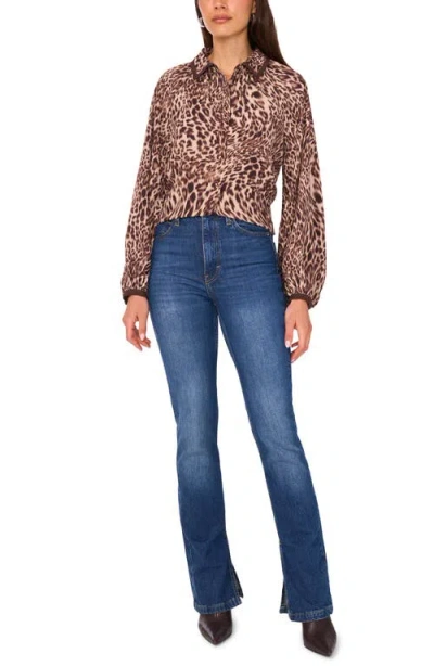 Vince Camuto Leopard Print Button-up Shirt In Brown