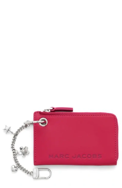 Marc Jacobs Zip Wallet With Keyring And Metal Charm In Pink