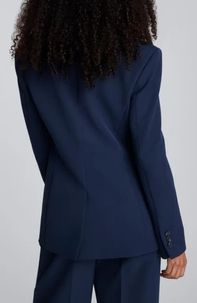 Kenneth Cole Luxe Twill Slim One Button Jacket In Blue