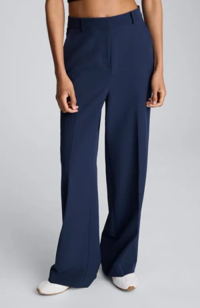 Kenneth Cole Luxe Twill Wide Leg Pant In Blue