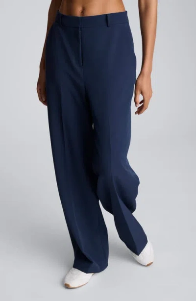 Kenneth Cole Luxe Twill Wide Leg Pant In Blue