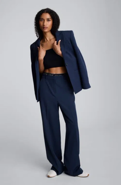 Kenneth Cole Luxe Twill Wide Leg Pant In Blue