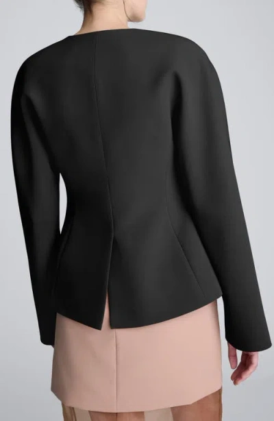 Kenneth Cole Luxe Twill Rounded Shoulder Jacket In Black