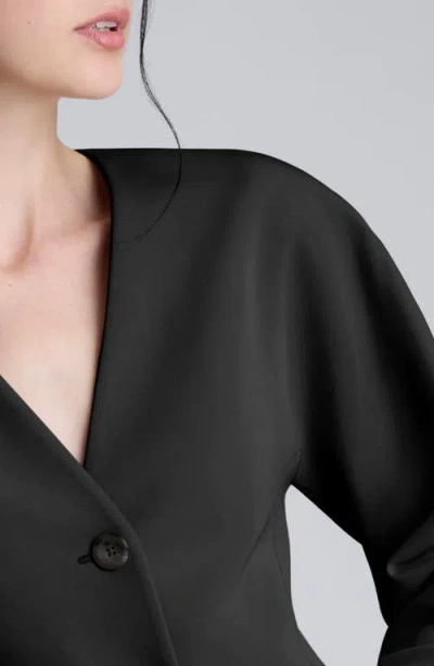 Kenneth Cole Luxe Twill Rounded Shoulder Jacket In Black