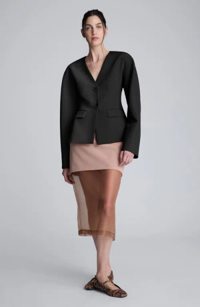 Kenneth Cole Luxe Twill Rounded Shoulder Jacket In Black