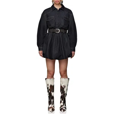 Avec Les Filles Women's Collar Long-sleeve Shirtdress In Black