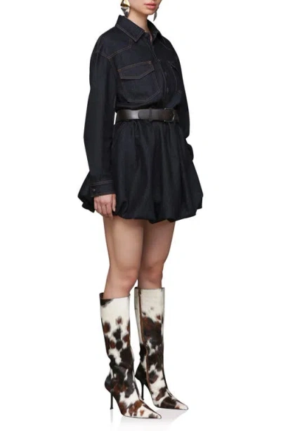 Avec Les Filles Women's Collar Long-sleeve Shirtdress In Black